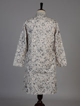 Beige cotton floral kurta suit for men graceful celebrations