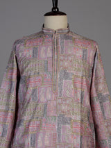 Pink silk printed kurta suit for men festive elegance