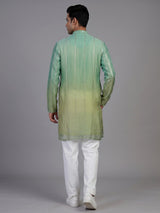 Pista green shaded silk kurta suit for men