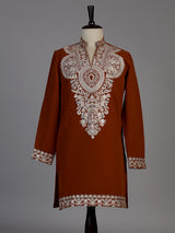 Rust orange viscose georgette kurta suit for men