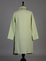 Pista green cotton embroidered kurta suit with dupatta