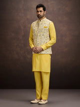 Yellow cotton linen waistcoat set