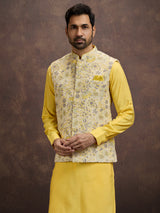 Yellow cotton linen waistcoat set