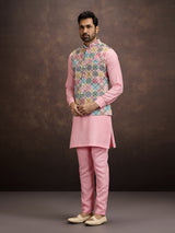 Baby pink cotton linen waistcoat set