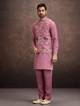 Onion pink cotton linen waistcoat set