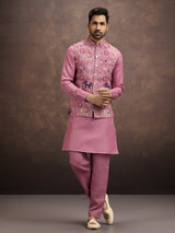 Onion pink cotton linen waistcoat set