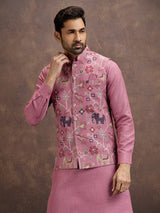 Onion pink cotton linen waistcoat set
