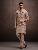 Rose wood pink cotton linen waistcoat set