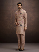 Rose wood pink cotton linen waistcoat set
