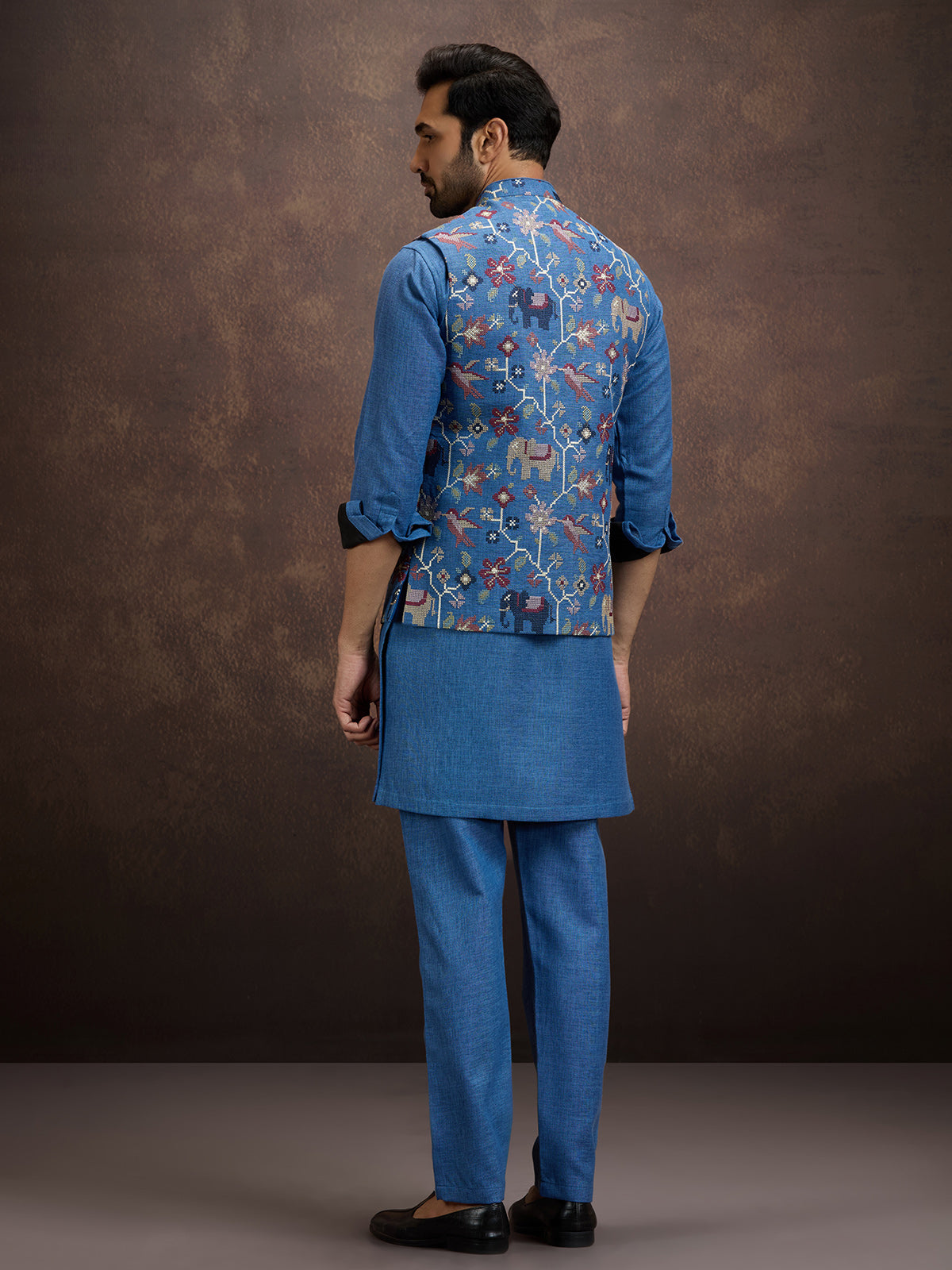 Cream cotton linen mens waistcoat set