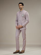 Lilac purple mens statement crest jodhpuri suit