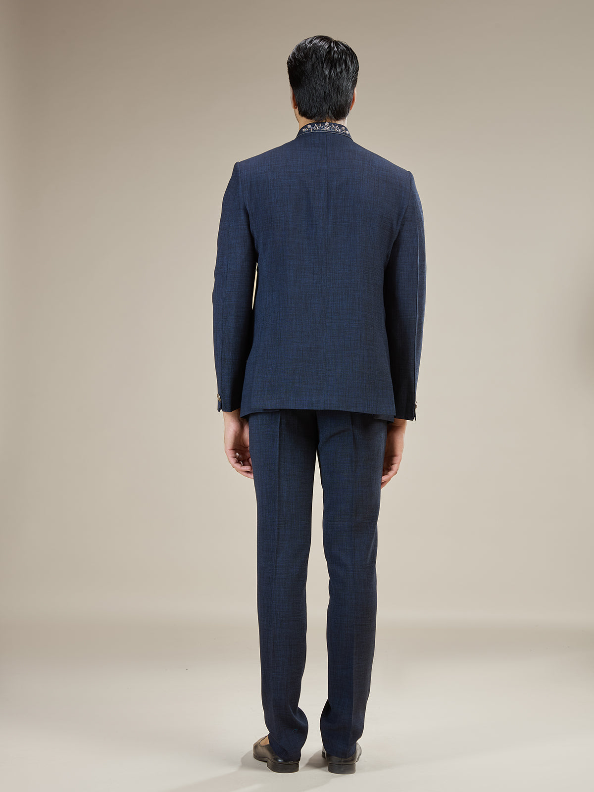 Navy blue mens antique button jodhpuri suit
