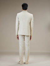 Cream mens embroidered jacket jodhpuri suit