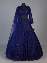 Navy blue diamond jaal designer lehenga choli for women