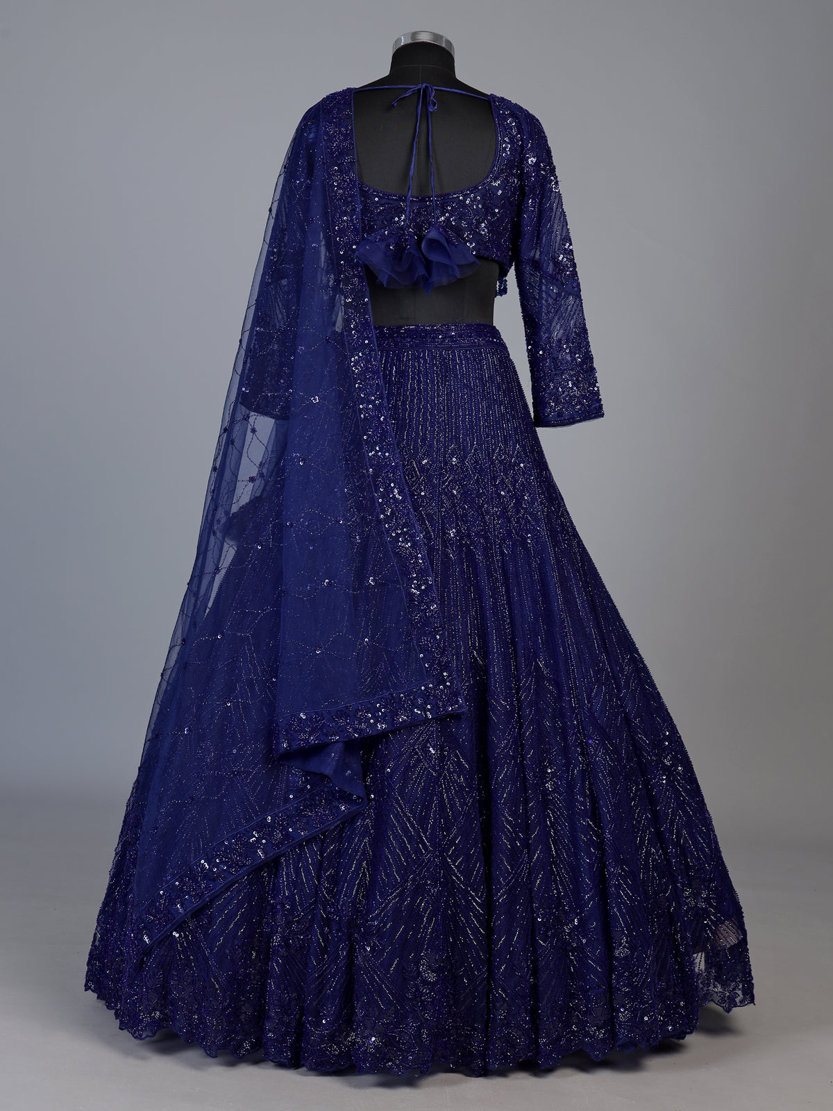 Navy blue diamond jaal designer lehenga choli for women