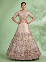 Cream botanical kalidar lehenga choli for women