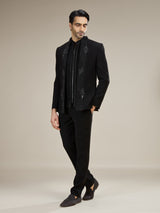 Black mens contemporary bandhgala jodhpuri suit
