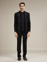 Black mens contemporary bandhgala jodhpuri suit