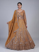 Mustard yellow palace motif lehenga choli for women