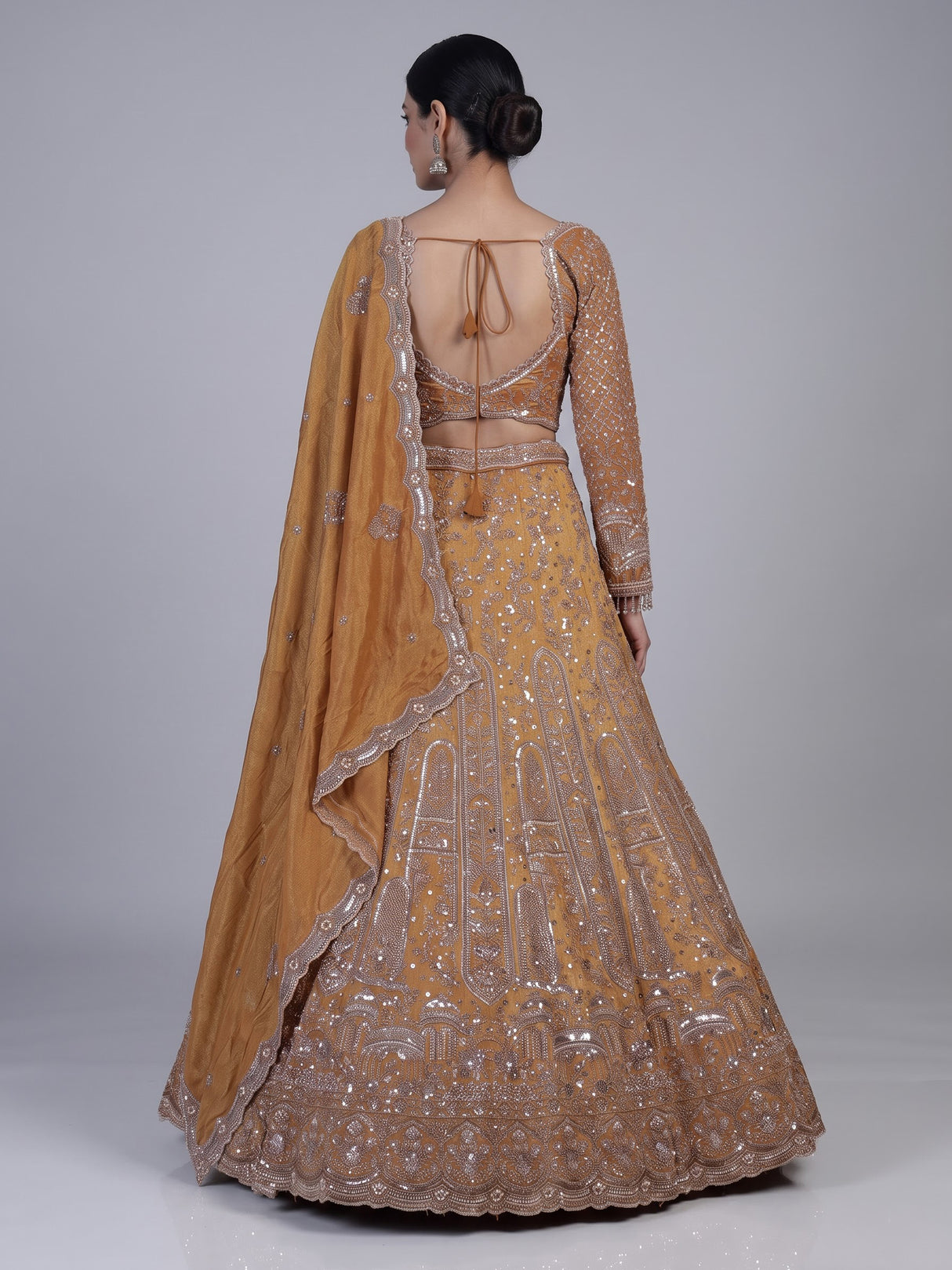 Mustard yellow palace motif lehenga choli for women