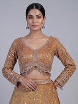 Mustard yellow palace motif lehenga choli for women