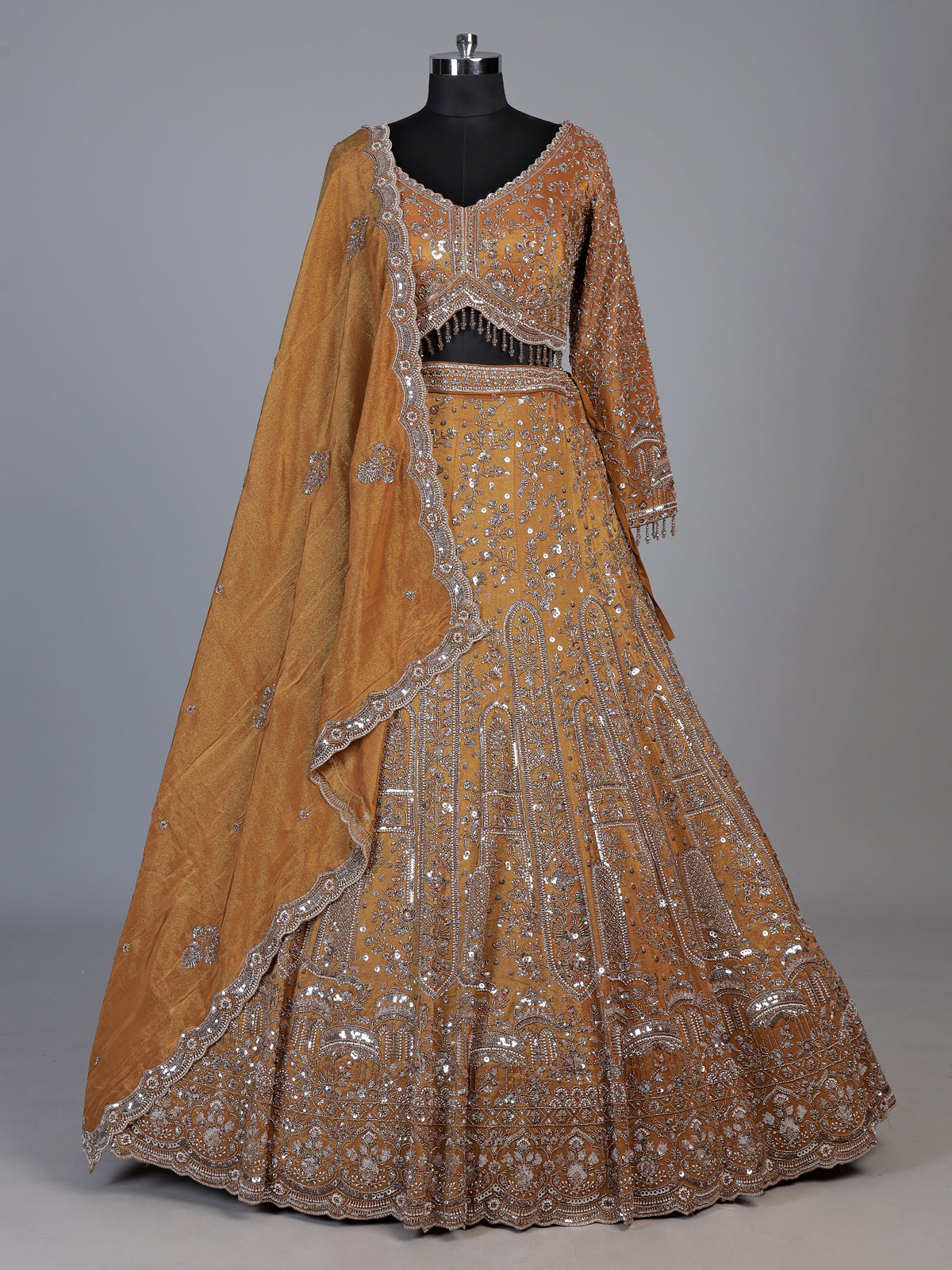 Mustard yellow palace motif lehenga choli for women