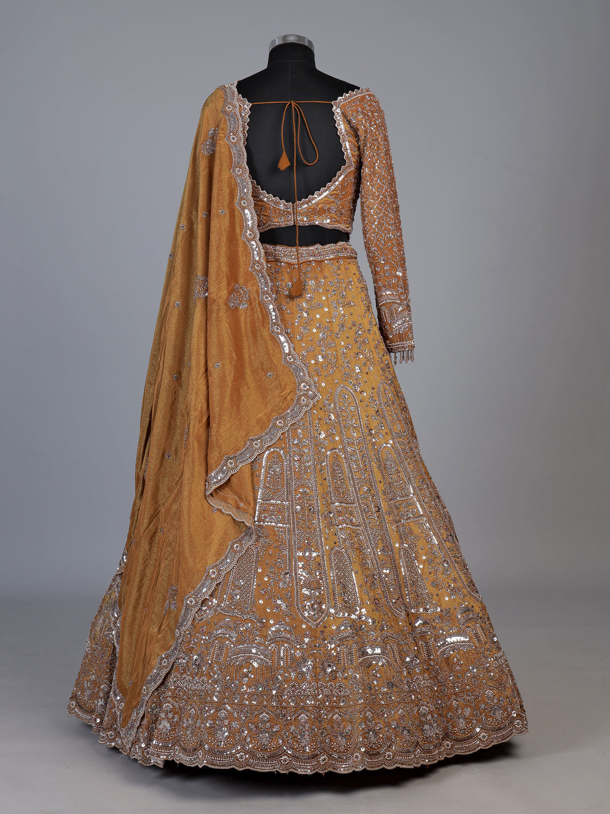 Mustard yellow palace motif lehenga choli for women