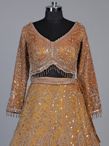 Mustard yellow palace motif lehenga choli for women