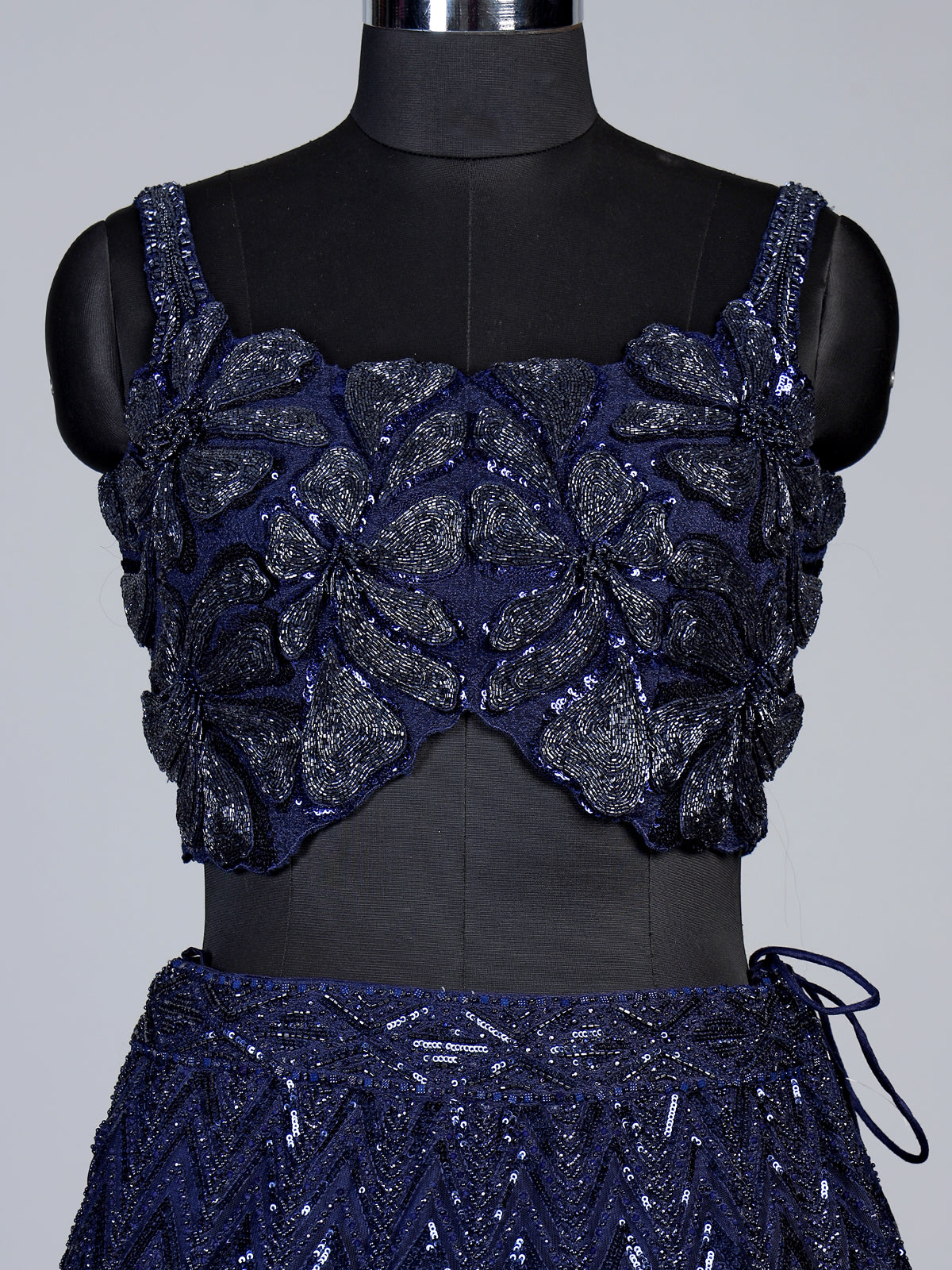 Navy blue geometric sequin designer lehenga choli for women