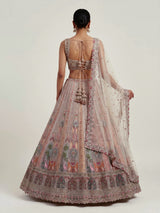 Beige zardozi kalidar lehenga choli for women
