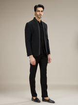 Black mens shimmering night sky jodhpuri suit