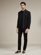 Black mens shimmering night sky jodhpuri suit