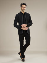 Black mens shimmering night sky jodhpuri suit