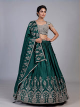 Green mughal inspired lehenga choli for women