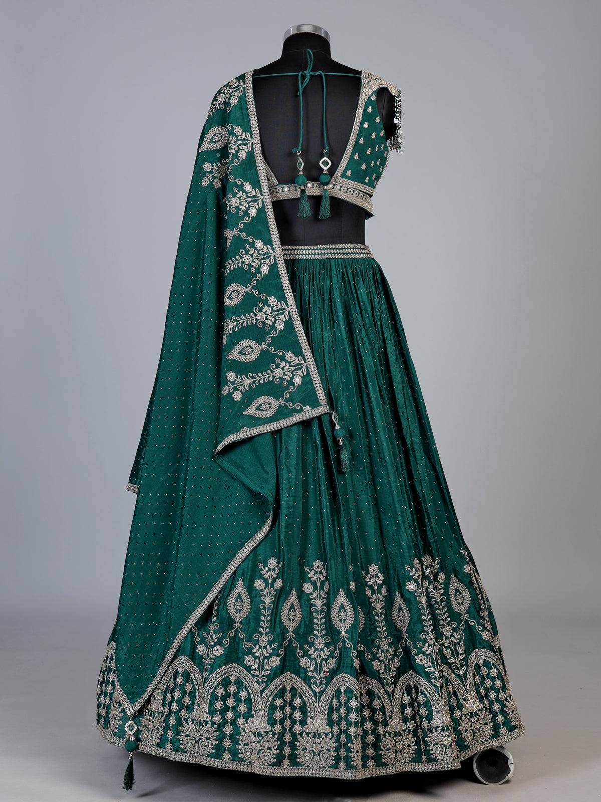 Green mughal inspired lehenga choli for women