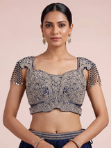 Navy blue mughal arch lehenga choli for women