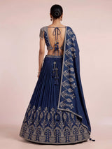 Navy blue mughal arch lehenga choli for women