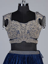 Navy blue mughal arch lehenga choli for women