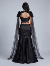 Black crystal cape lehenga choli for women