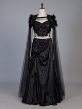 Black crystal cape lehenga choli for women