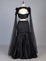 Black crystal cape lehenga choli for women