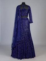 Navy blue crystal fringe designer lehenga choli for women
