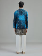 Blue mens bandhani botanical kurta suit