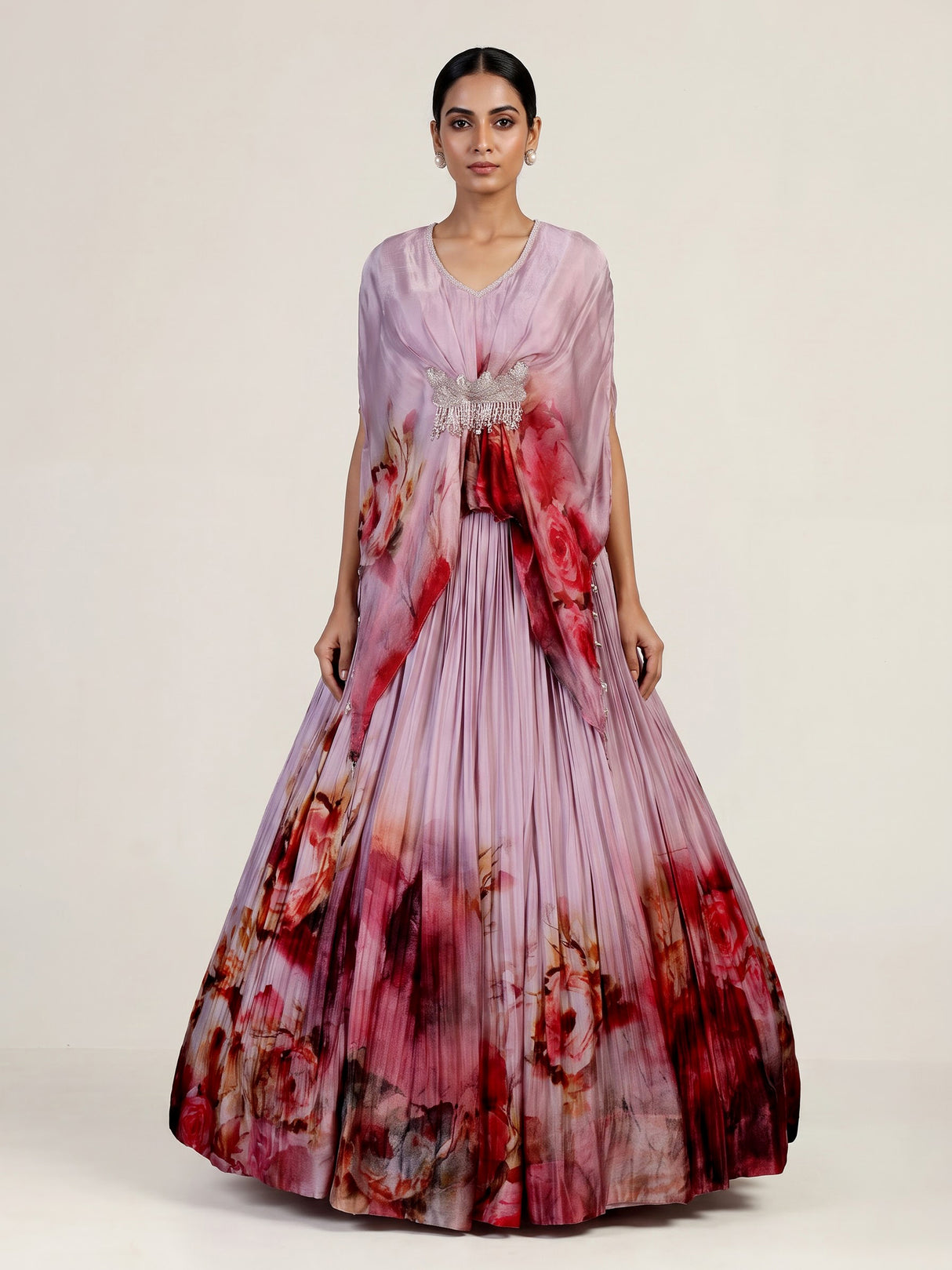 Rose pink watercolor lehenga choli for women