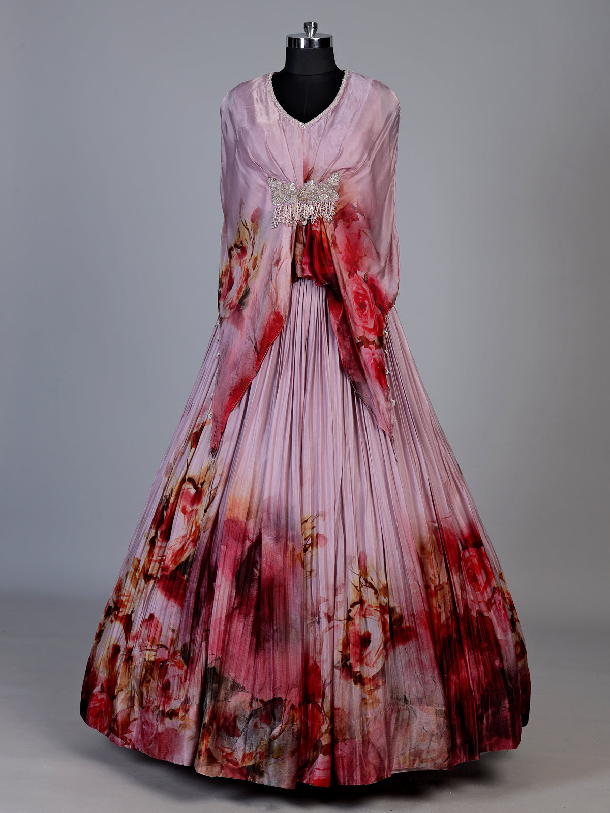 Rose pink watercolor lehenga choli for women