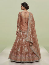 Rust peach jharokha zardozi lehenga choli for women