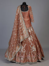 Rust peach jharokha zardozi lehenga choli for women