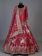 Rani pink jharokha embroidered lehenga choli for women