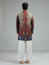 Multi color mens mughal tapestry kurta suit