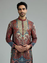 Multi color mens mughal tapestry kurta suit